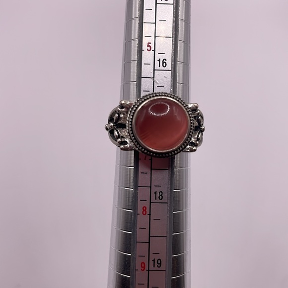 Vintage Silver Tone Cocktail Statement Pink Ring Size 6.5 - Picture 3 of 3